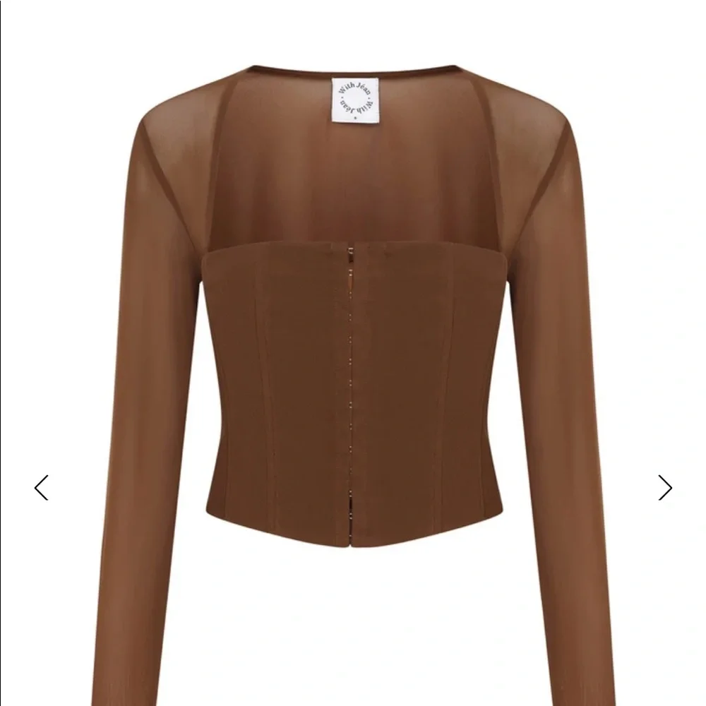 With Jean Top! Brown with boned bodice and sheer sleeves. Super cute! - Picture 7 of 10